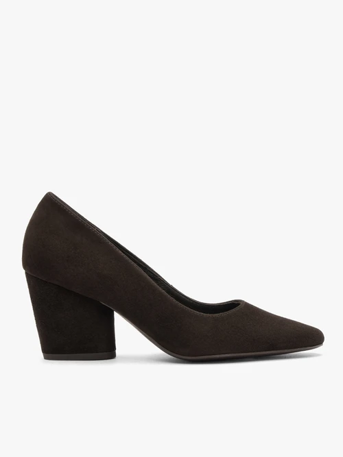 Pantofi cu toc gros de culoare ciocolatie