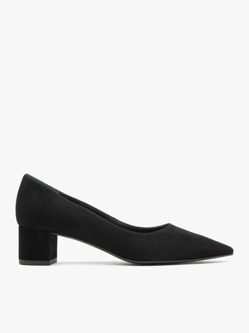 Pantofi negri din velur cu toc gros