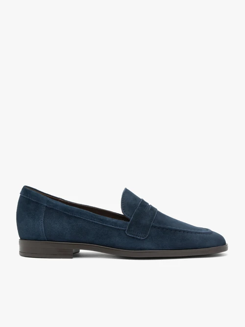 Mocasini din piele velur albastru marin