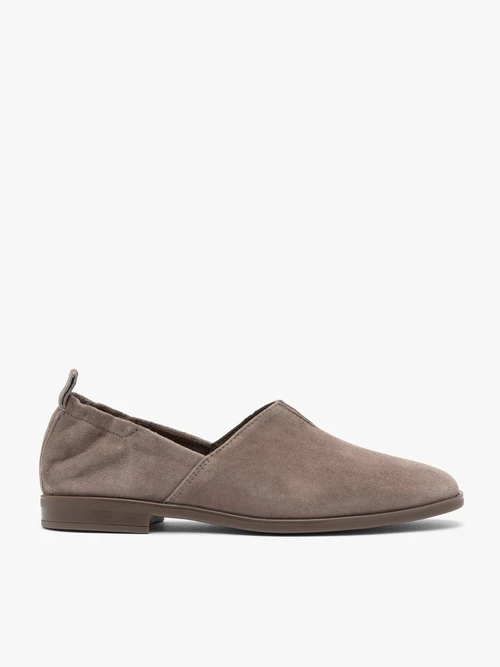 Pantofi slip-on din piele catifelată gri