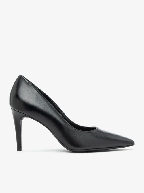 Pantofi stiletto negri din piele netedă