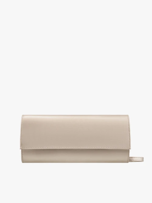 Geantă clutch platină, alungită, cu lanț