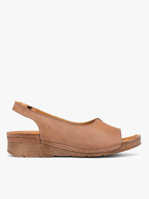Sandale din piele boabe maro deschis